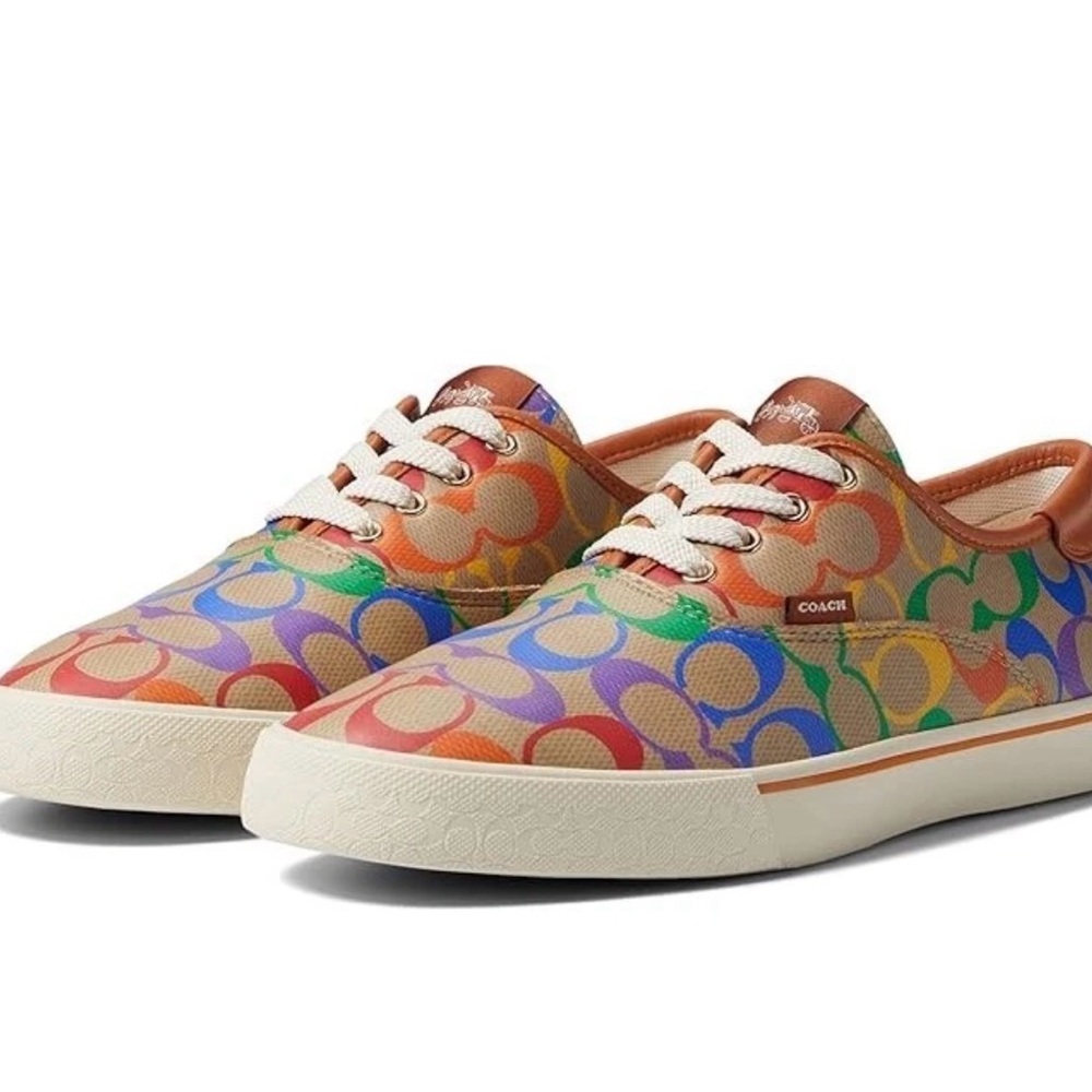 Coach Citysole Scate rainbow Canvas Lace-Up Sneakers size 5b
